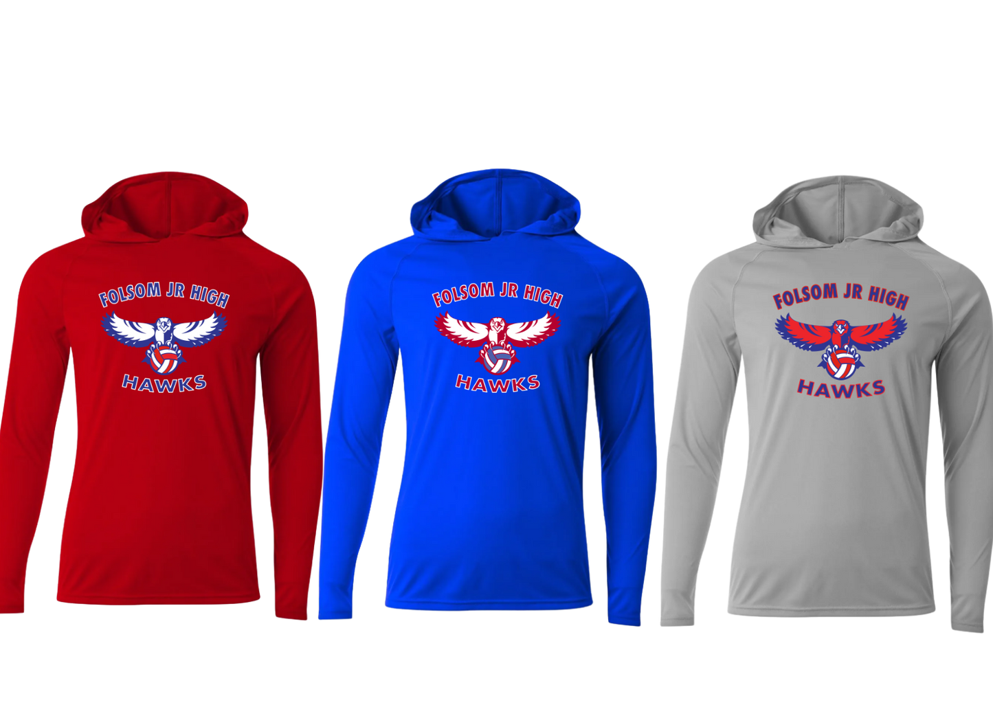 FJH Volleyball Long Sleeve Performance Hoodie - Adult & Youth