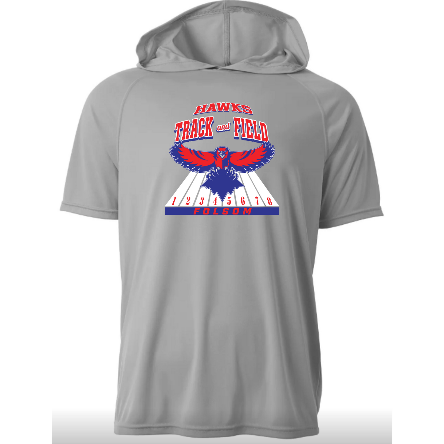 Hawks Track Short Sleeve Performance Hoodie - Adult & Youth