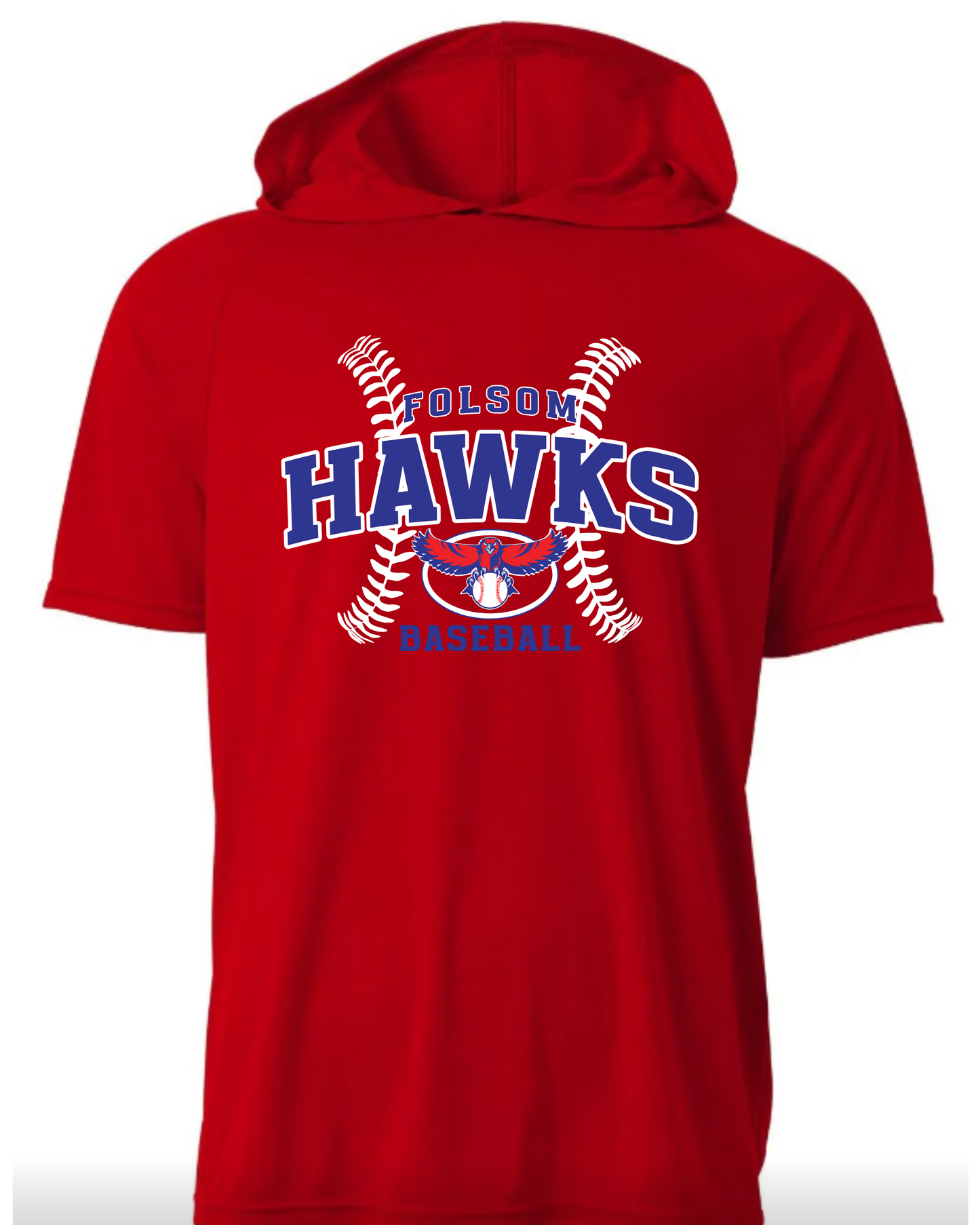 Hawks Baseball Short Sleeve Performance Hoodie - Adult & Youth