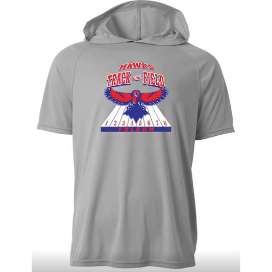 Hawks Track Short Sleeve Performance Hoodie - Adult & Youth