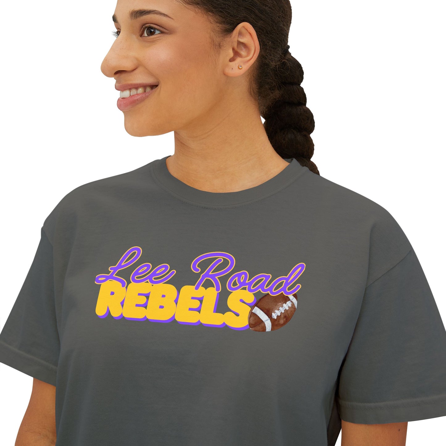 Lee Road Rebels Women’s Boxy Tee, Casual Summer Shirt, Sports Team Apparel, Gift for Fans, Comfortable Everyday Wear