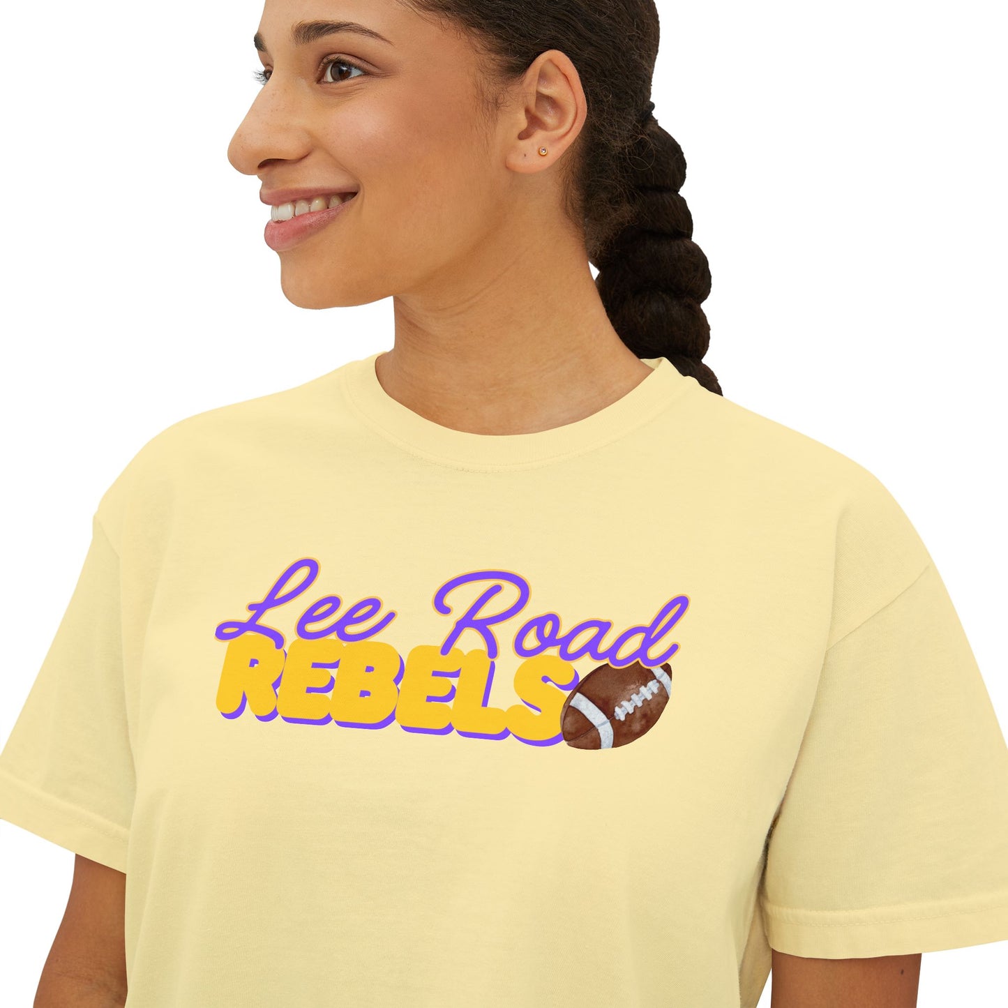 Lee Road Rebels Women’s Boxy Tee, Casual Summer Shirt, Sports Team Apparel, Gift for Fans, Comfortable Everyday Wear