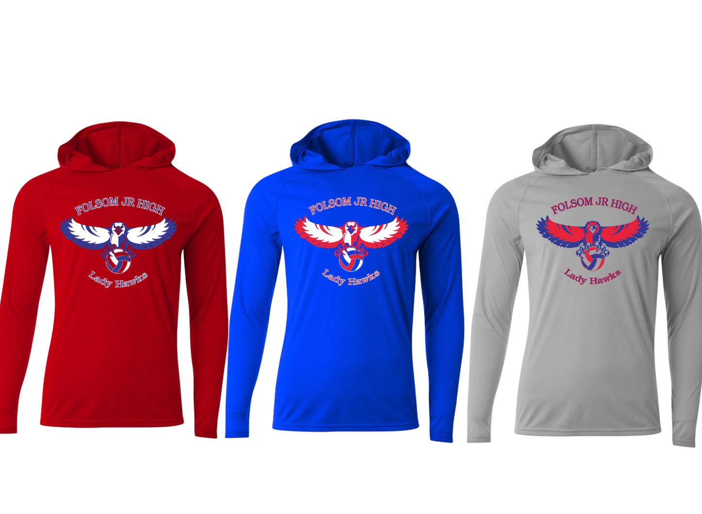 FJH Lady Hawks Volleyball Long Sleeve Performance Hoodie - Adult & Youth
