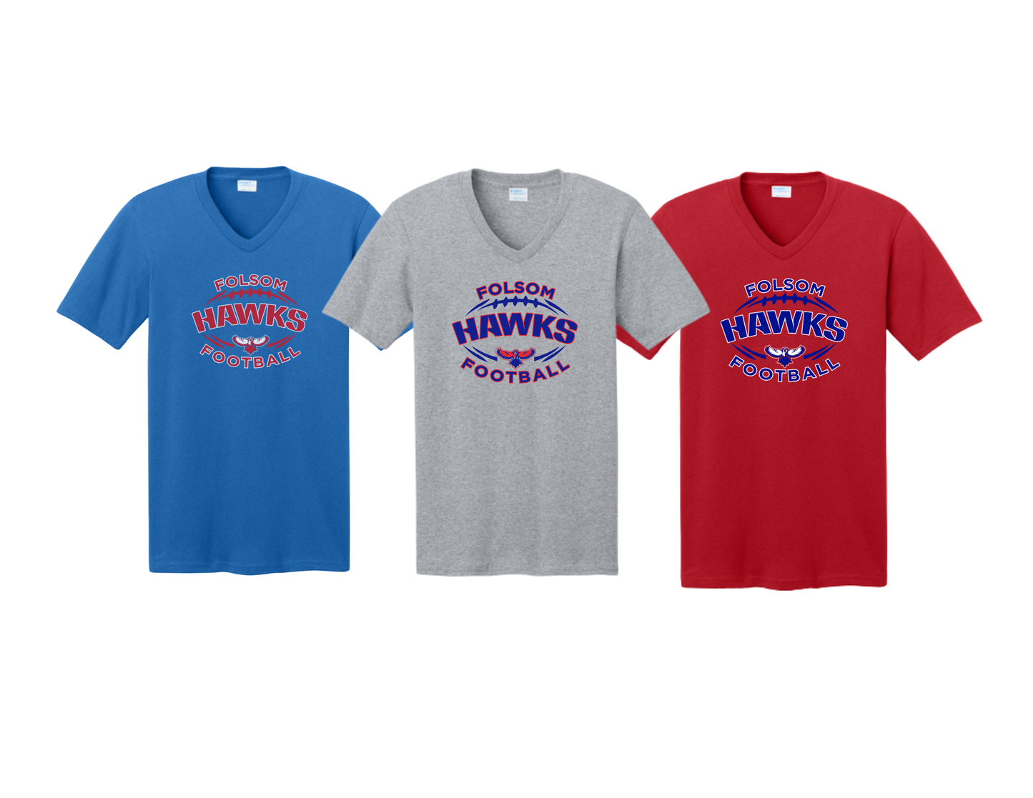 FJH Hawks Football V-Neck Tee