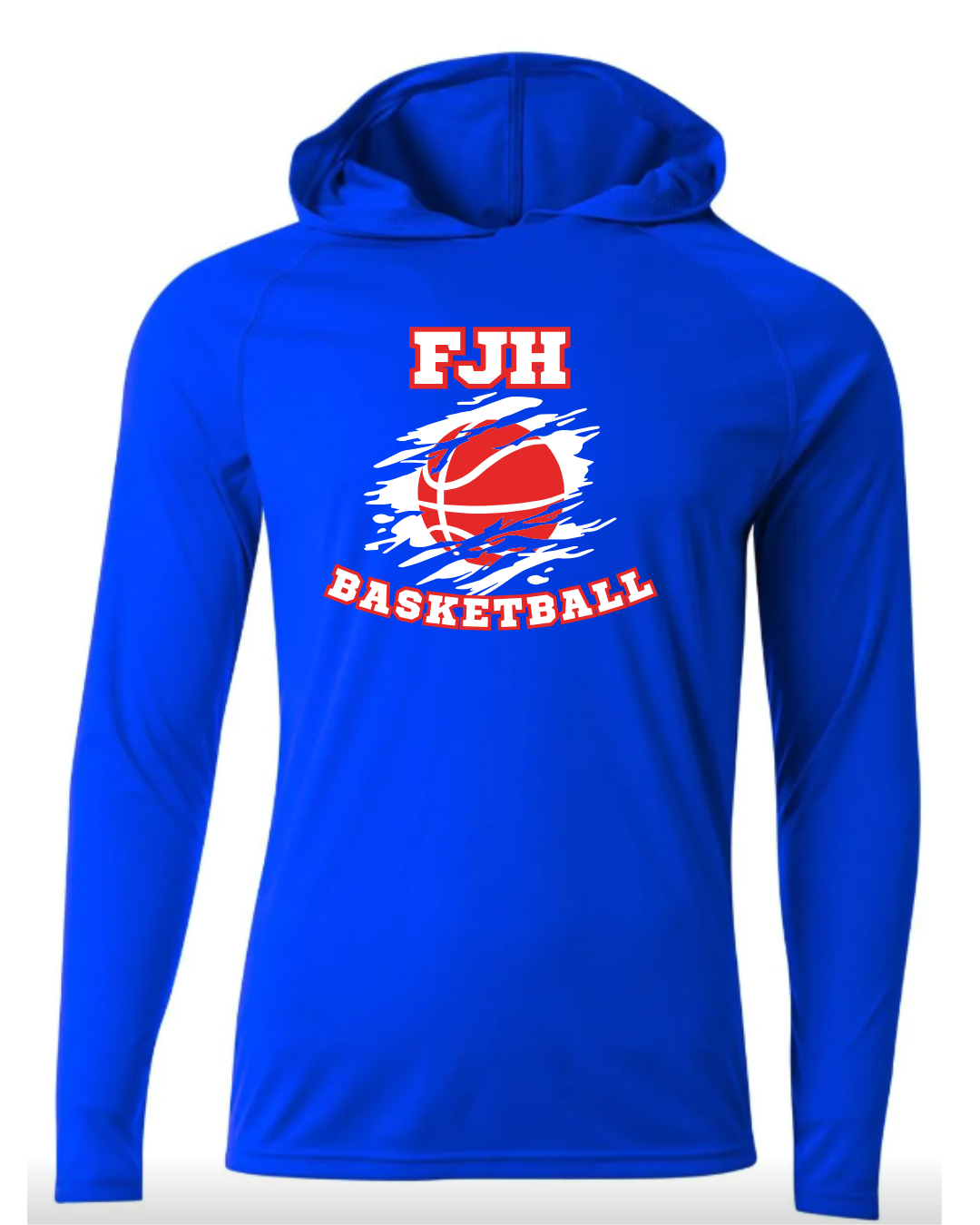 FJH Basketball Long Sleeve Performance Hoodie - Adult & Youth