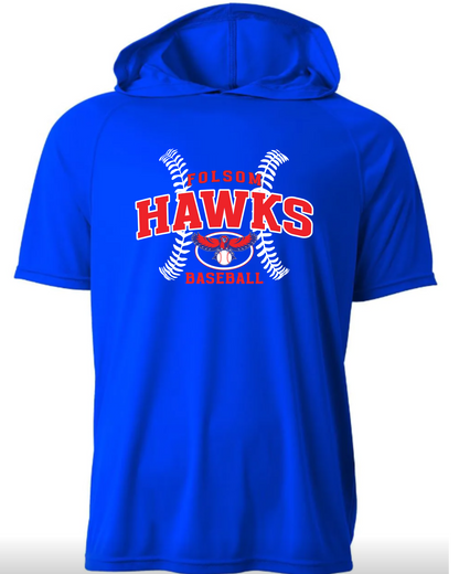 Hawks Baseball Short Sleeve Performance Hoodie - Adult & Youth