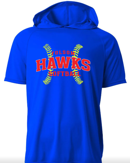 Hawks Softball Short Sleeve Performance Hoodie - Adult & Youth