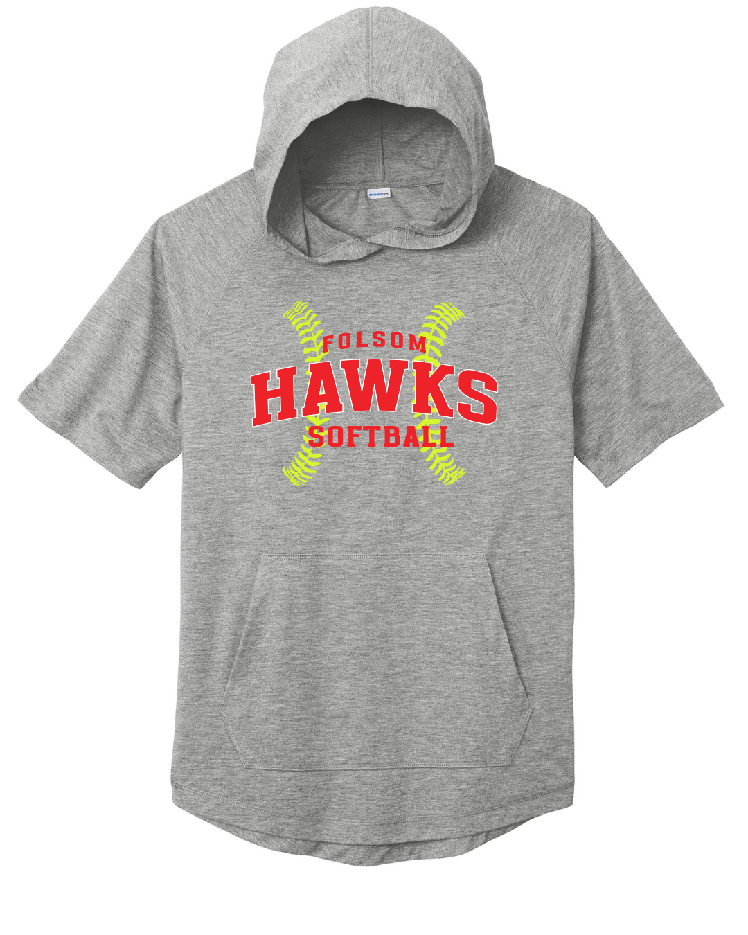 Hawks Softball Short Sleeve Performance Hoodie WITH POCKET