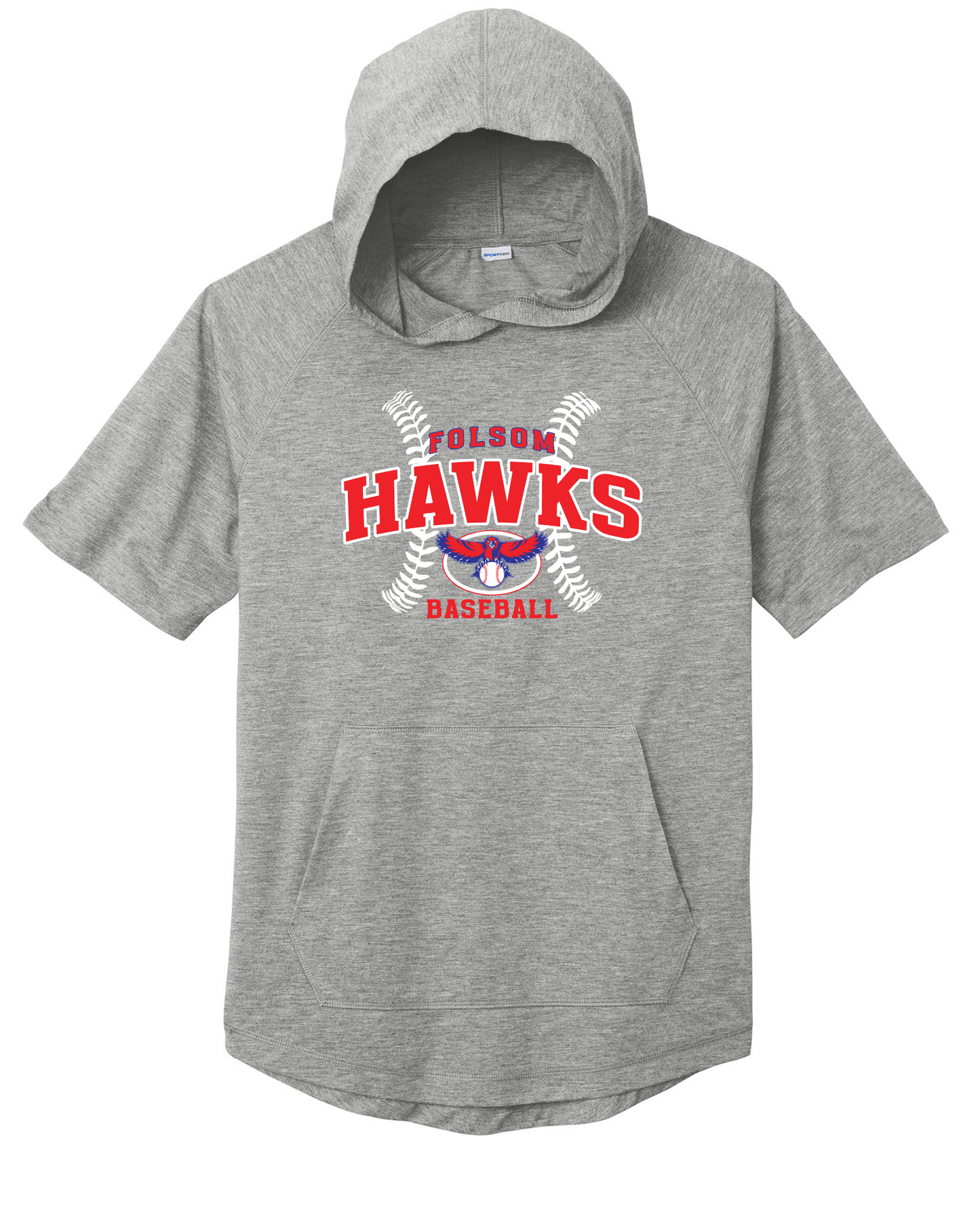 Hawks Baseball Short Sleeve Performance Hoodie WITH POCKET