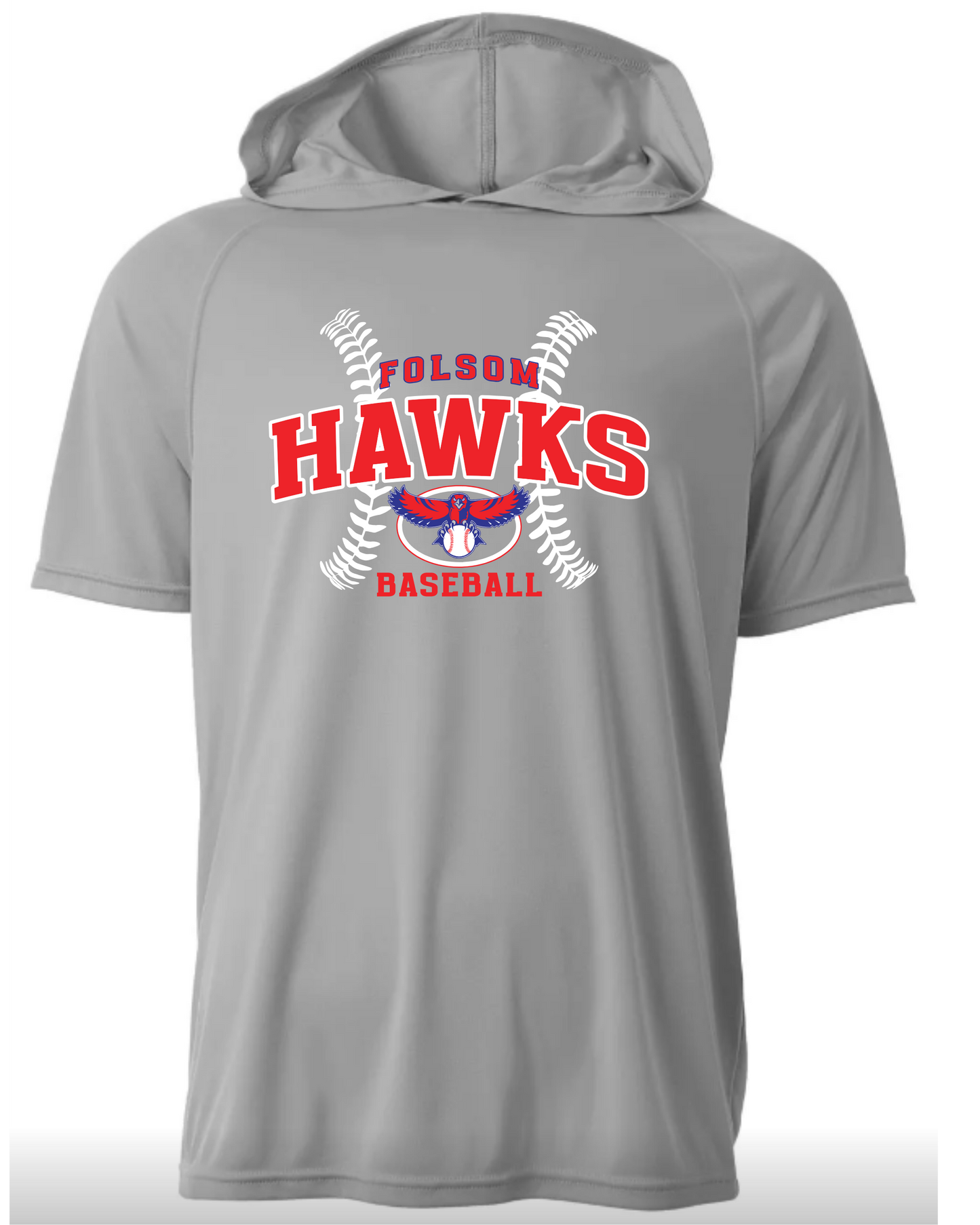 Hawks Baseball Short Sleeve Performance Hoodie - Adult & Youth