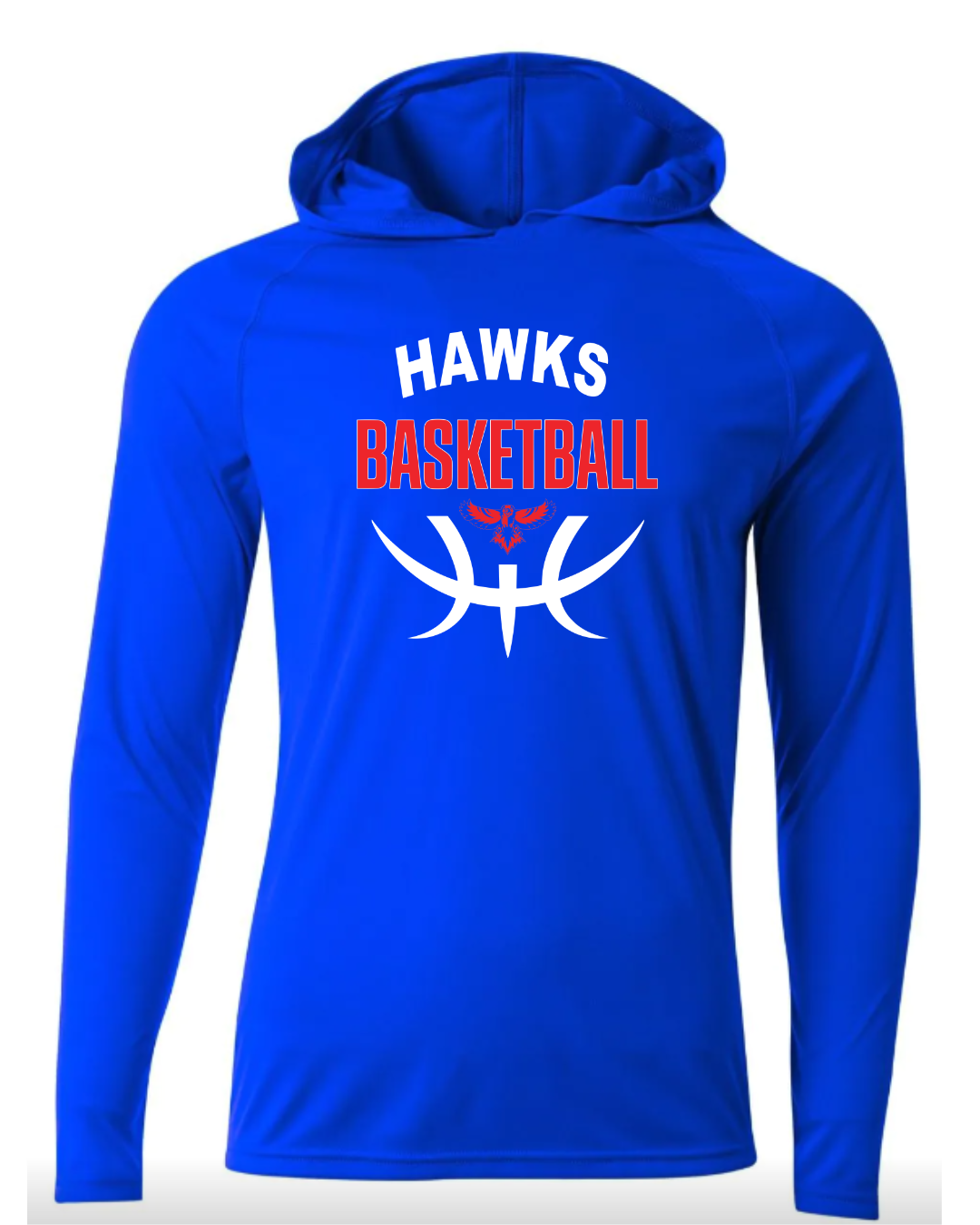 Hawks Basketball Long Sleeve Performance Hoodie - Adult & Youth