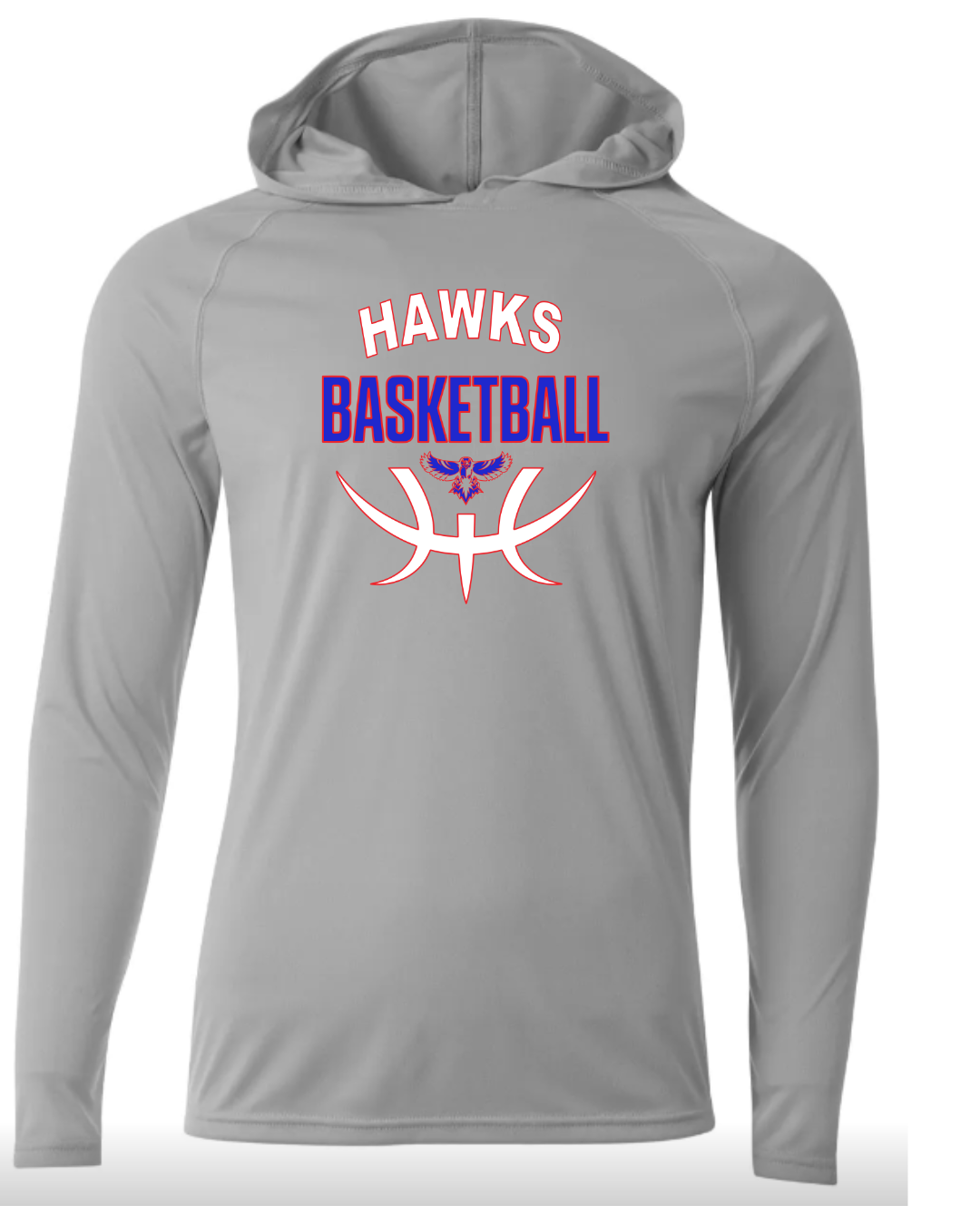 Hawks Basketball Long Sleeve Performance Hoodie - Adult & Youth