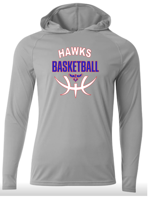 Hawks Basketball Long Sleeve Performance Hoodie - Adult & Youth