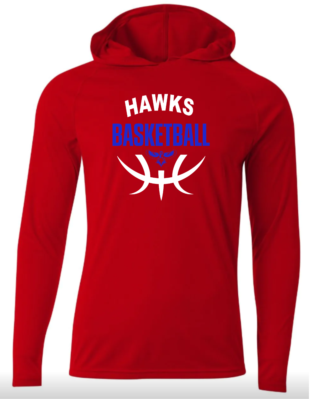 Hawks Basketball Long Sleeve Performance Hoodie - Adult & Youth