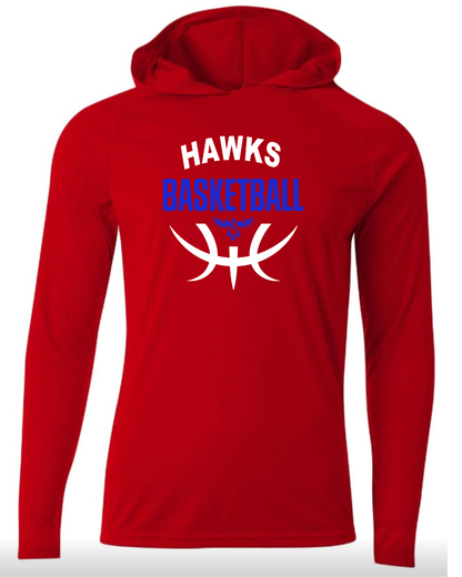 Hawks Basketball Long Sleeve Performance Hoodie - Adult & Youth