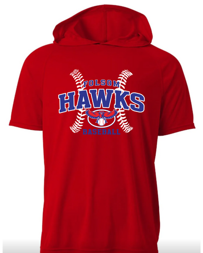 Hawks Baseball Short Sleeve Performance Hoodie - Adult & Youth